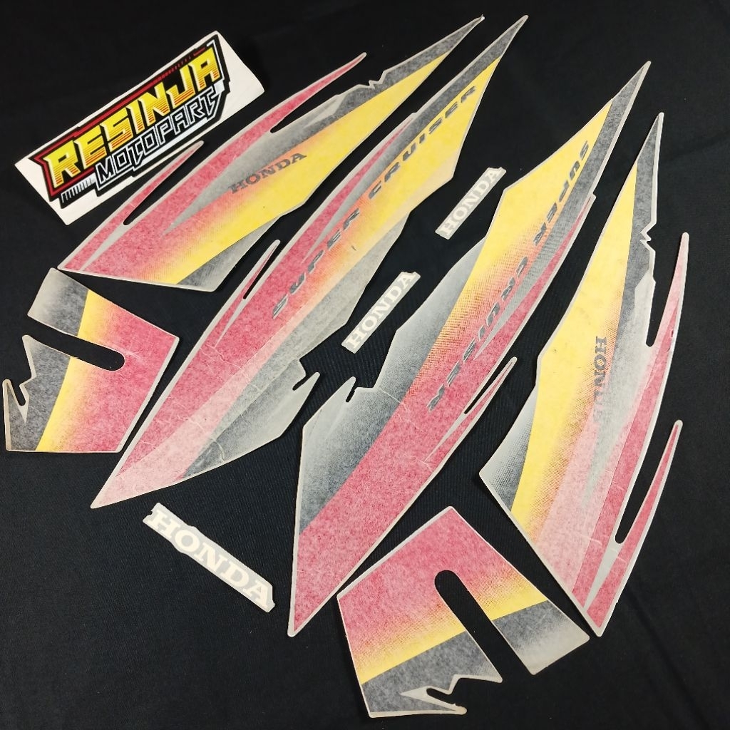 Striping Stiker Sticker List Lis Tangki Body Honda Tiger 2001 Kuning Merah Laminasi