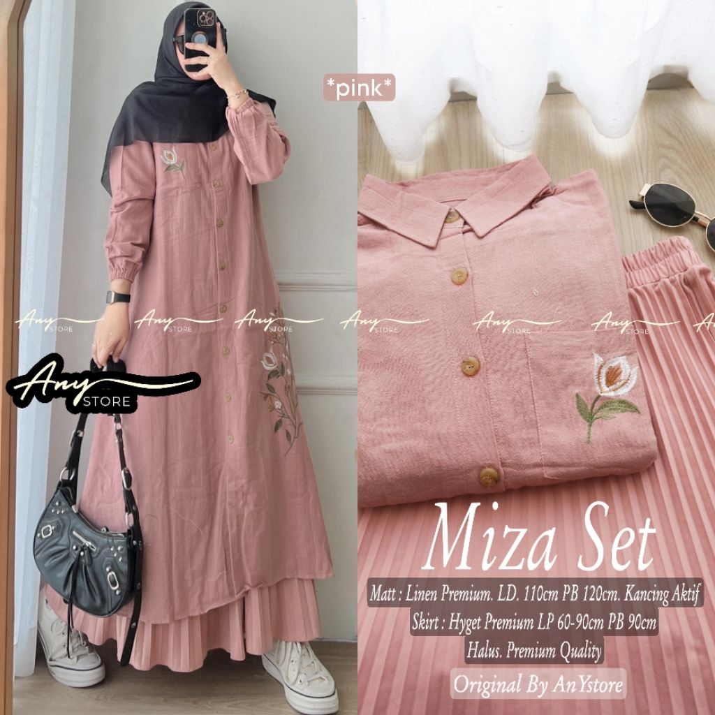 miza set - dilfa set tunik katun bordir rok plisket by any - Kanza set tunik