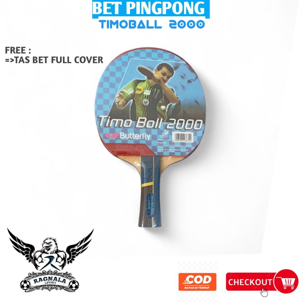 BET PINGPONG TIMO BALL 2000 - BAT TENIS MEJA MURAH DENGAN KUALITAS IMPORT BONUS COVER BET