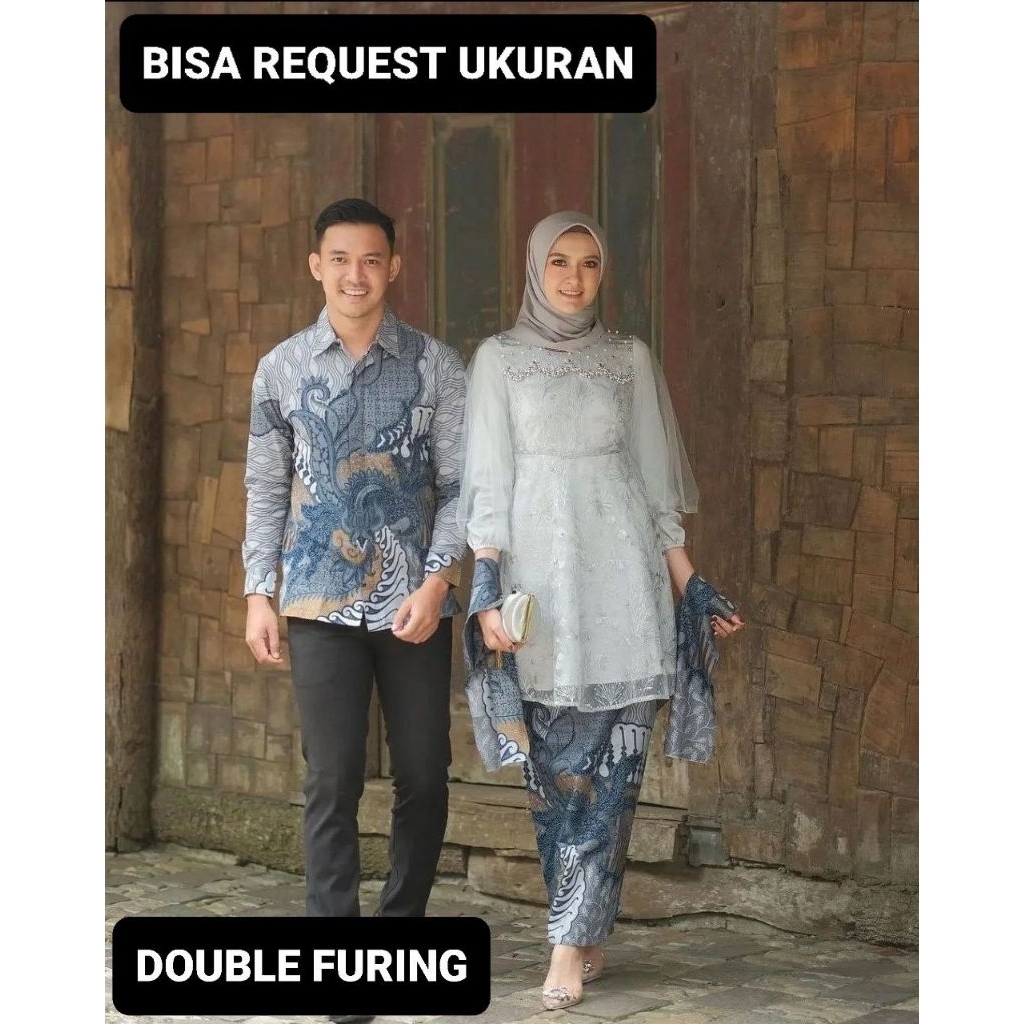 KEMEJA MOTIF TEROMPAH & ROK LAPIS FURING / BAJU SERAGAM BATIK COUPLE PASANGAN SARIMBIT KELUARGA CUST