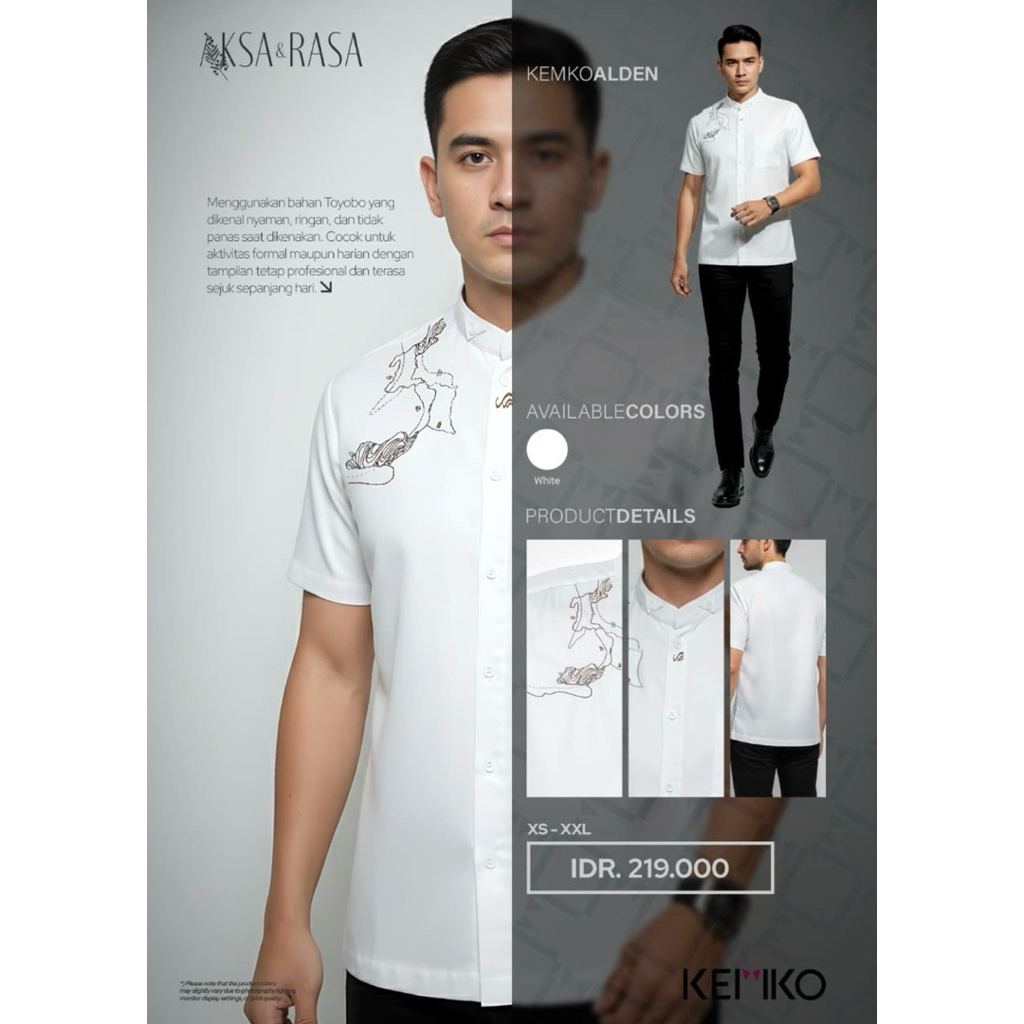 Rabbani - baju koko pria KEMKO ALDEN PUTIH PDK