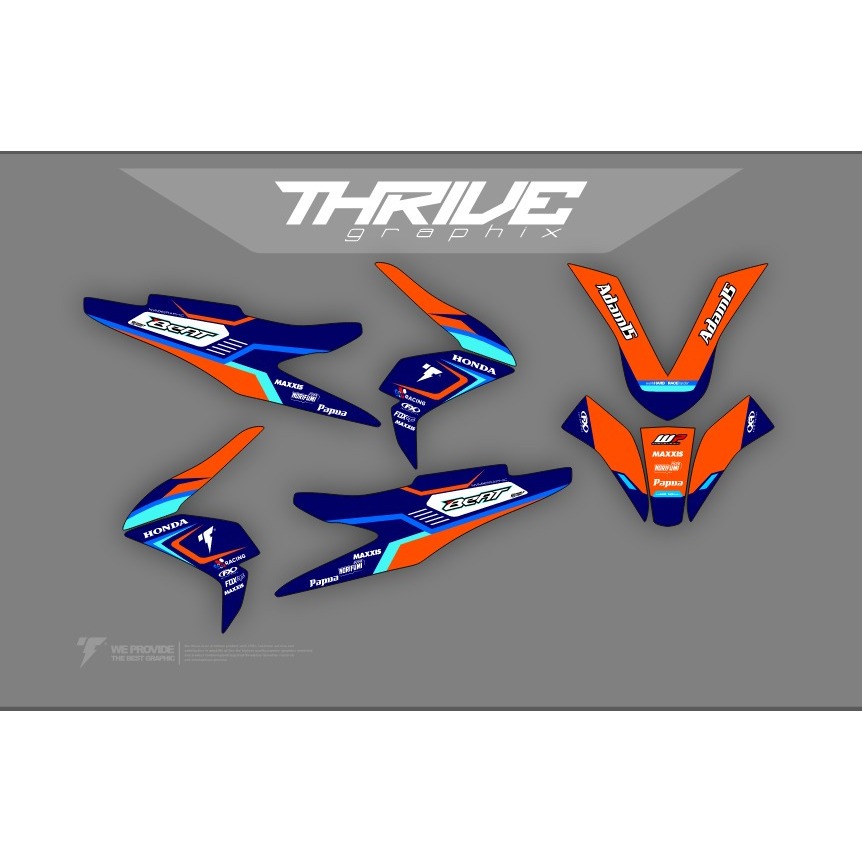 DECAL STIKER HONDA BEAT DELUXE BLUE ORANGE FULL BODY BEBAS CUSTOM