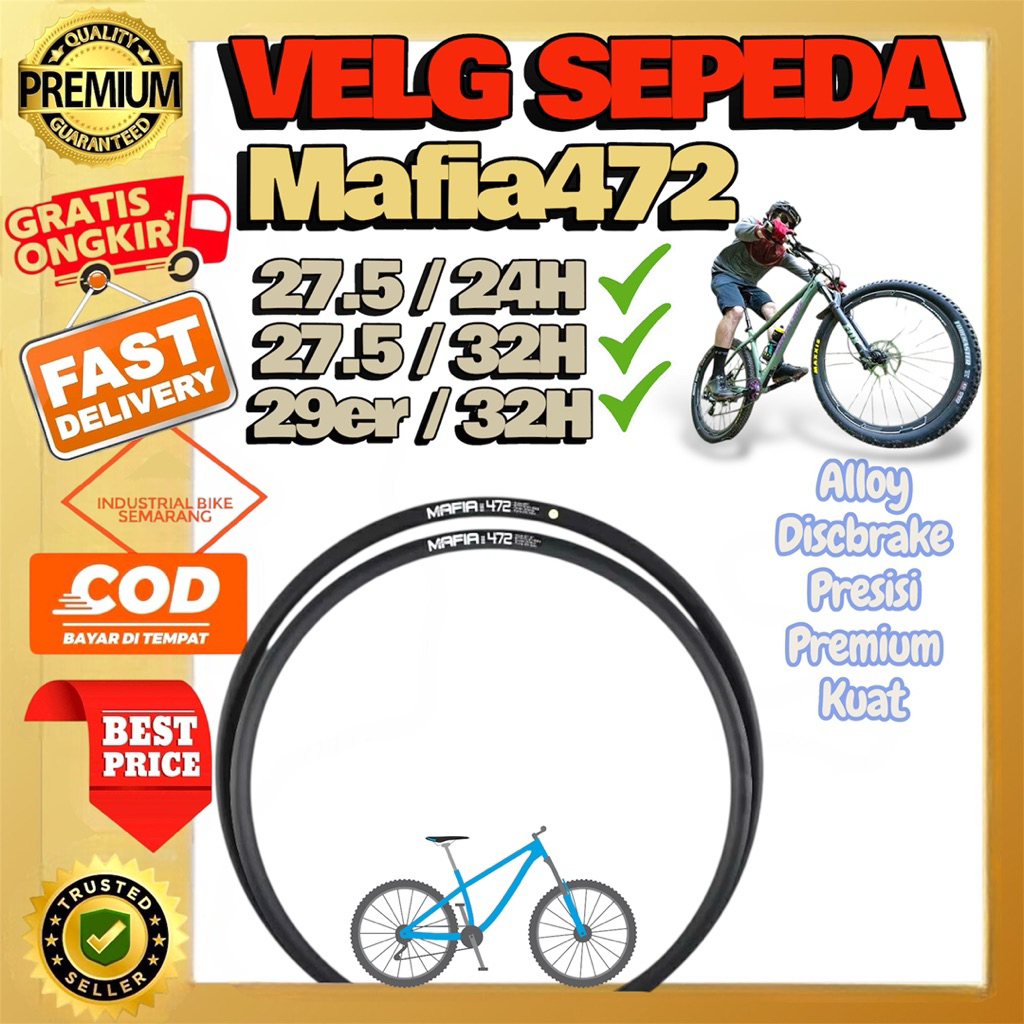 ( VELG MAFIA 472 ALLOY 27.5 / 29er ) Rim Velk Rims Sepeda Mtb Alloy Disc Lubang 24H 32H Hole 29 er
