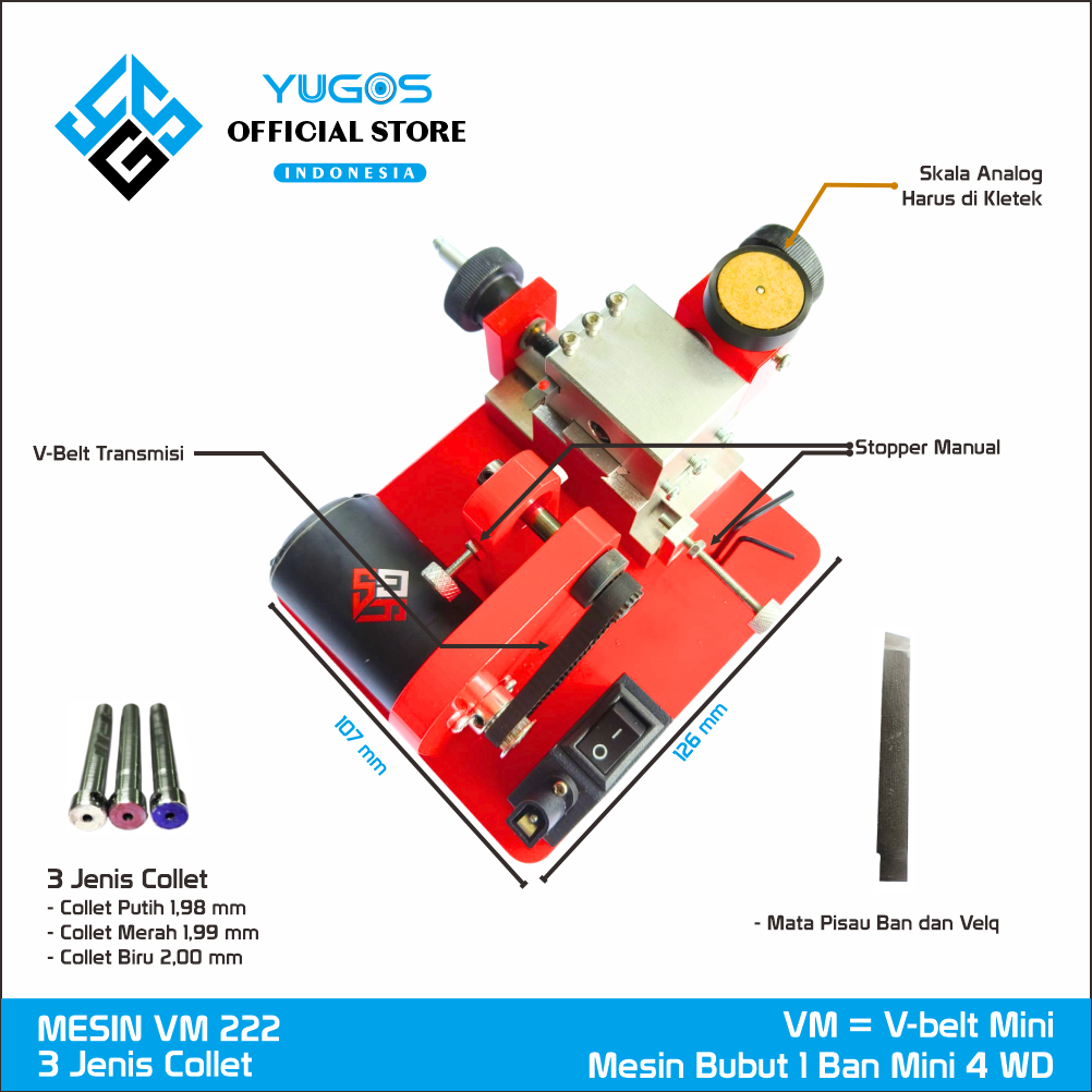 Mesin Bubut 1 ban Mini 4 WD VM222 YUGOS Development