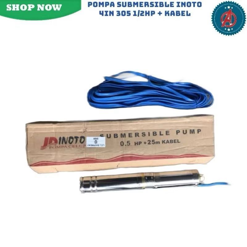 Pompa Submersible Inoto 4 In 305 1/2 HP + Kabel 25M Pompa Celup Satelit 1/2 HP Inoto 4 In 305 25M