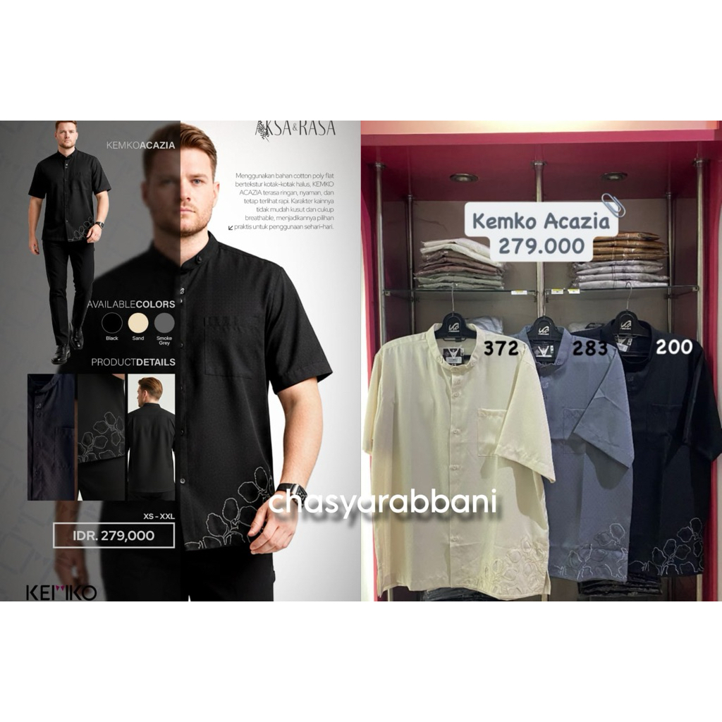 Rabbani - Baju Koko Pria Kemko Acazia | Kemko Rabbani Lengan Pendek Ori