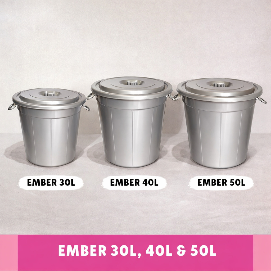 Ember Kamar Mandi Besar 30 Liter 40 Liter 50 Liter / Ember Besar dengan Tutup / Bak Mandi