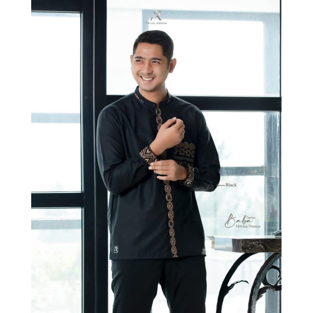 READY Baju Koko Pria lengan Panjang Kemko Kemeja KoKo Dewasa Baba Series by Arya Saloka