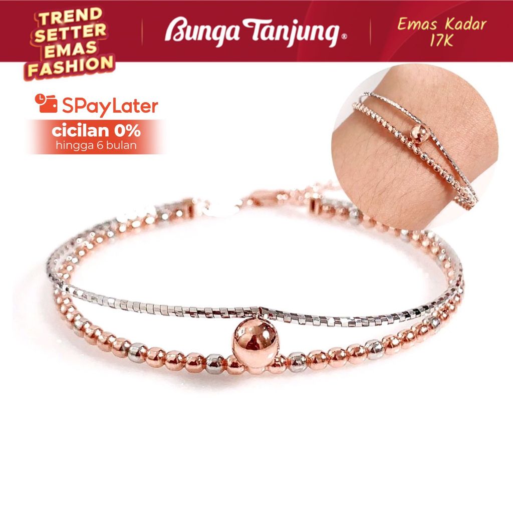 GELANG CHOKER LAYER BOBBA - EMAS 17K - BUNGA TANJUNG GOLD