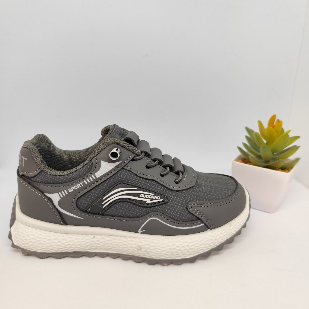 NewYordan Sepatu Sporty Tali Elastis Anak Cowok Umur 6-10 tahun - Guochao 3120 Grey