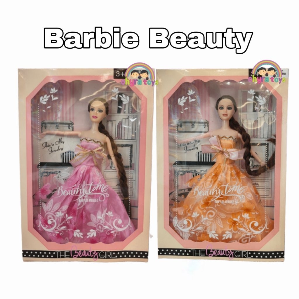 Mainan Anak Barbie Beauty Barbie Gaun Pesta Rambut Panjang