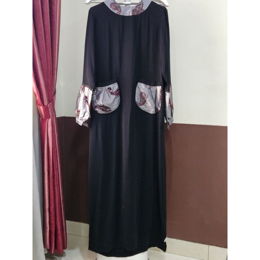 GAMIS HITAM MEWAH KOMBINASI SILVER
