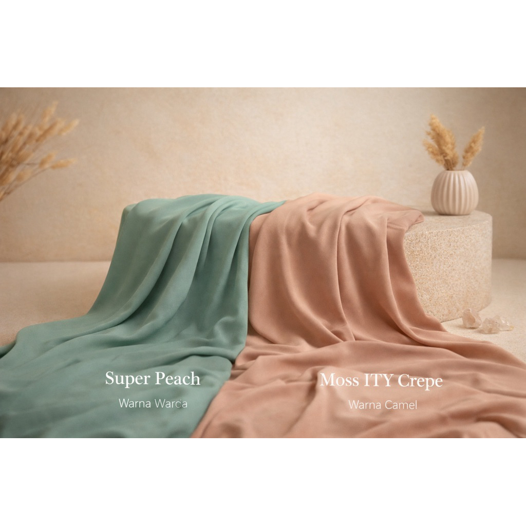 kain  ITY Crepe moss Spandex dan Kain super peach