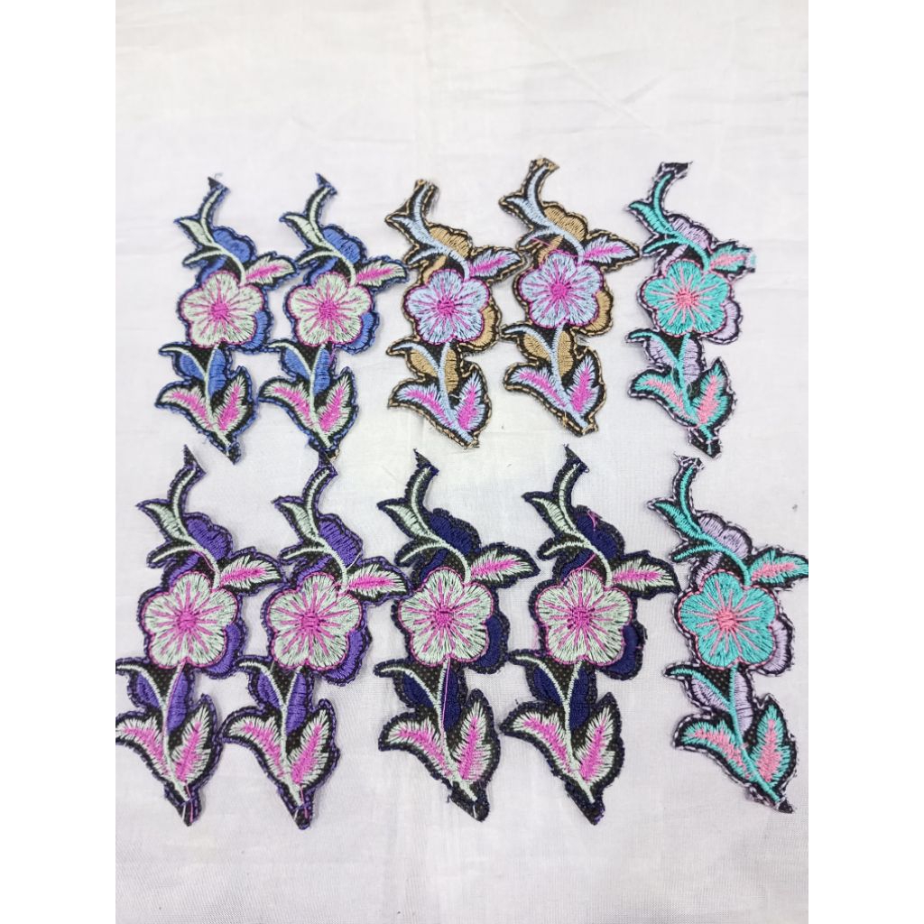 [10 Pcs] Aplikasi Tempel/Patch Bordir/Renda Aplikasi Bunga Tempel/Aplikasi Motif Bunga 10 Cm