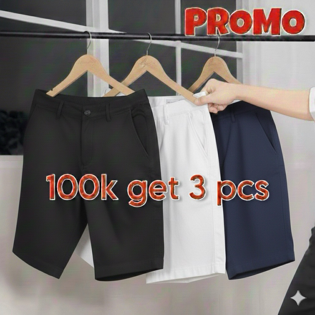 PROMO PAKET HEMAT CELANA PENDEK CHINOS 100 RIBU DAPAT 3
