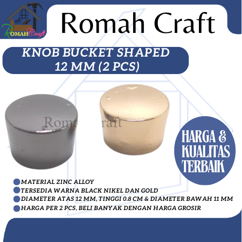 ( 2 Pcs ) + Baut Knob Bucket Shaped 12 mm Tarikan Pentol Aksesoris Tas Wanita