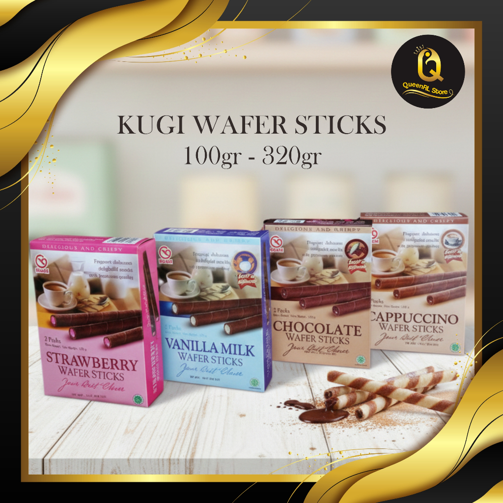KUGI WAFER STICK ROLL Rasa Chocolate Strawberry Vanilla Cappucino 100gr 320gr Kue Untuk Berkat Hajat