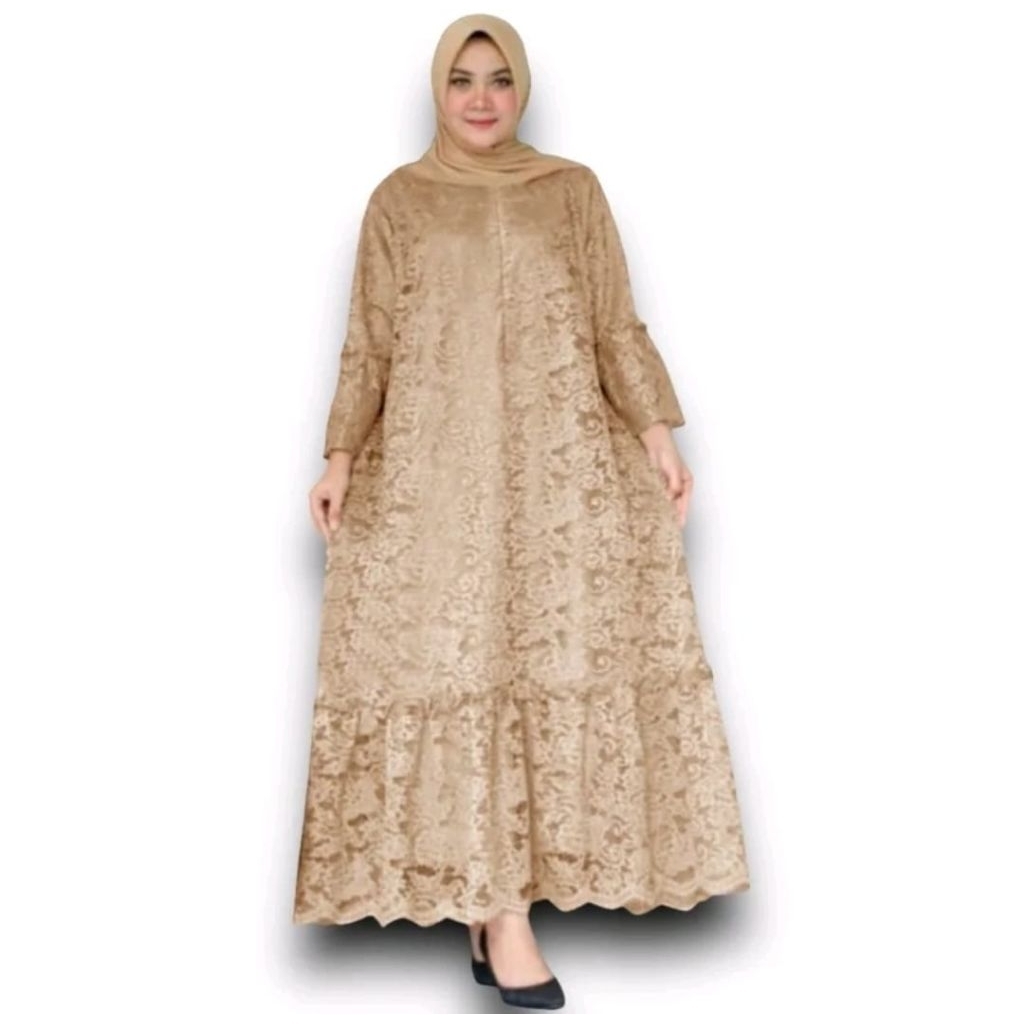 Gamis Maxi Belinda Size 5L Jumbo Big Size Muslim Dress LD 140 CM