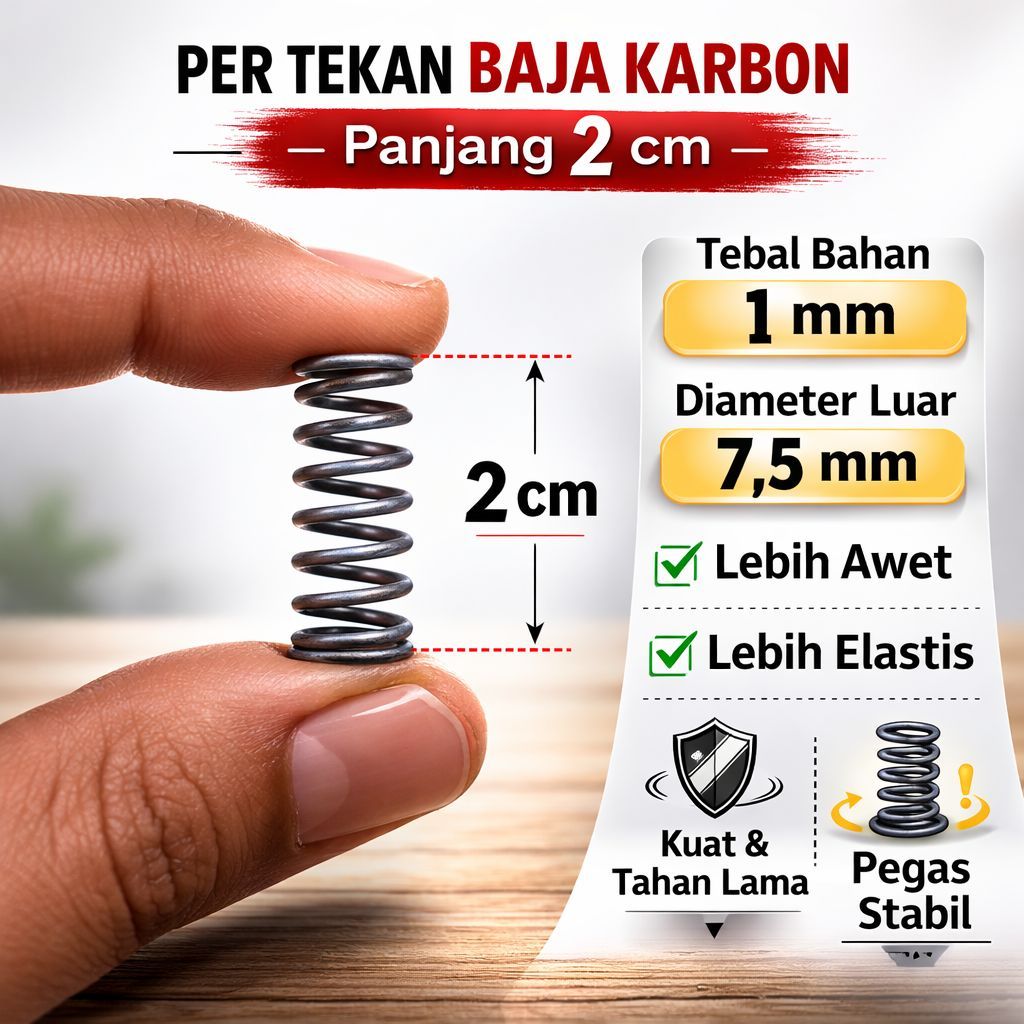 Per Spring Tekan 1mm Baja Panjang 2cm