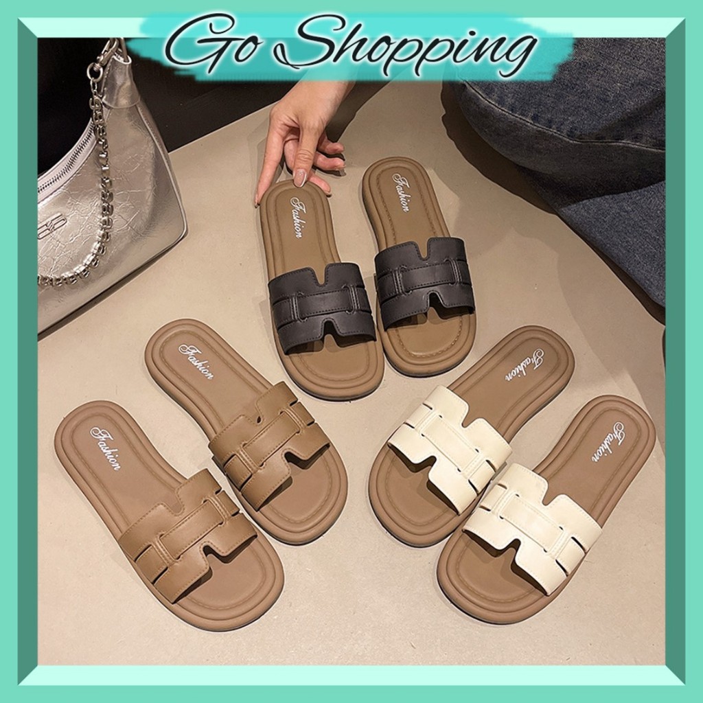 GO SD2209 Sandal Wanita Model Hermes Bahan Empuk Sendal Teplek Anti Slip Casual Fashion Kekinian