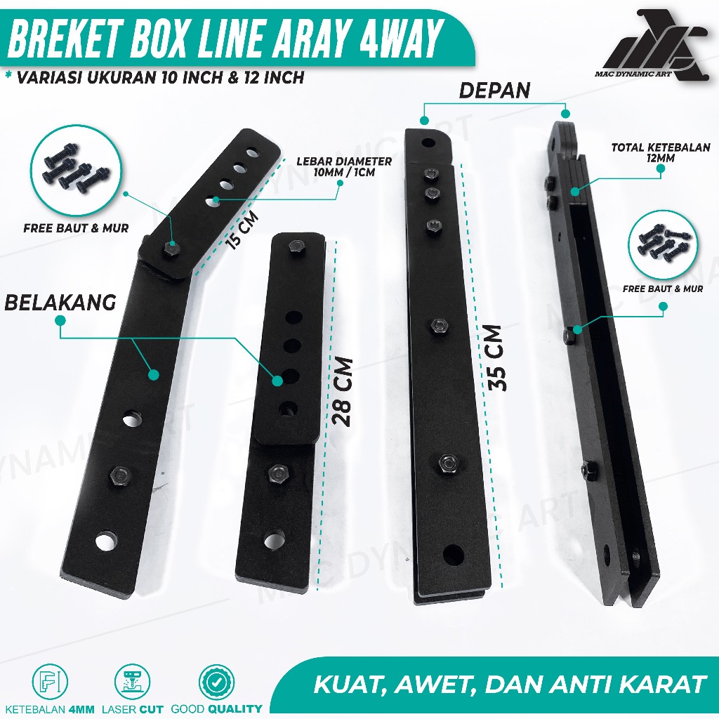 Breket Gantungan Line Array 4 Way 10-12 inc Bahan Besi 4mm & Grill Box Speaker Line Array 12 inc