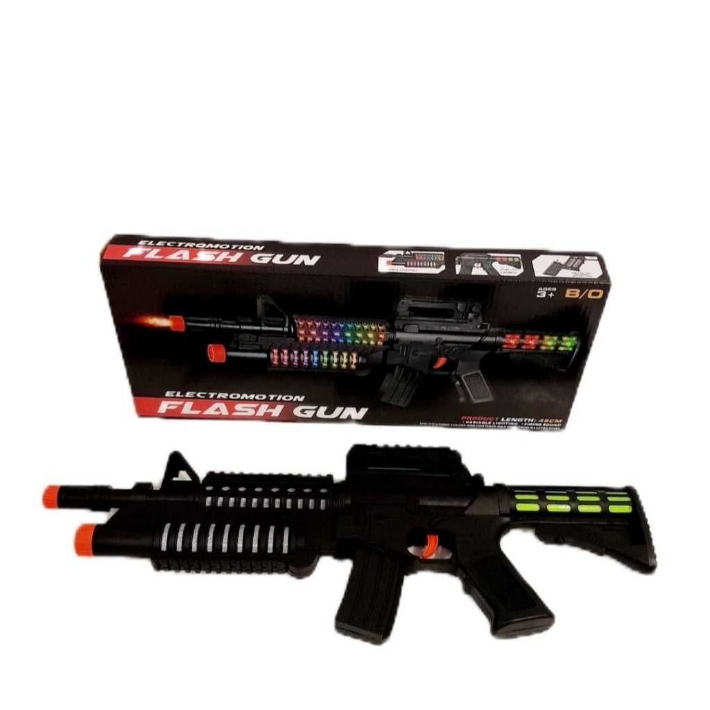 Mainan Anak tembakan AK 858 Flash Gun Nyala Lampu Suara