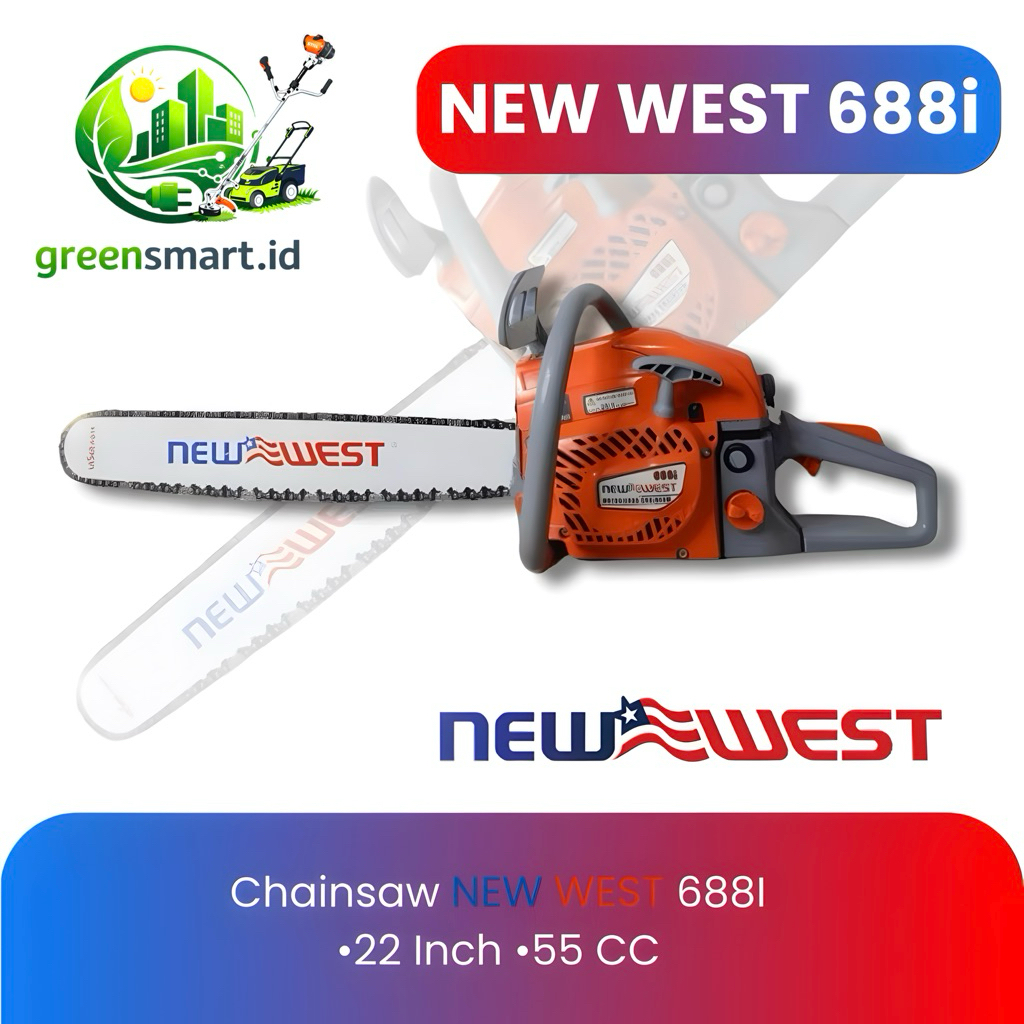 Termurah Chainsaw NEW WEST 688i Bar 22 Inch Mesin Senso Potong Kayu New West 688i KOMPLIT Siap Pakai