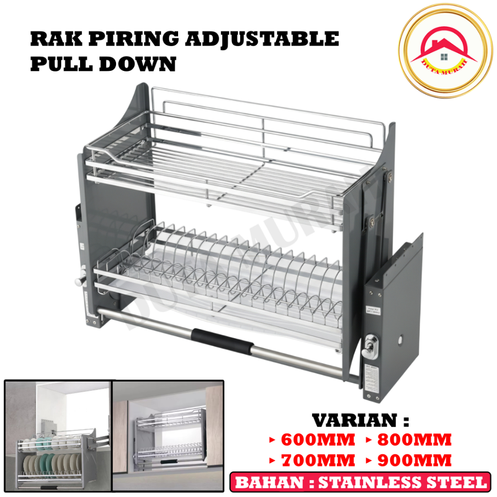 Rak Piring Pull Down Tarik Elevator Dish Rack Kitchen Set