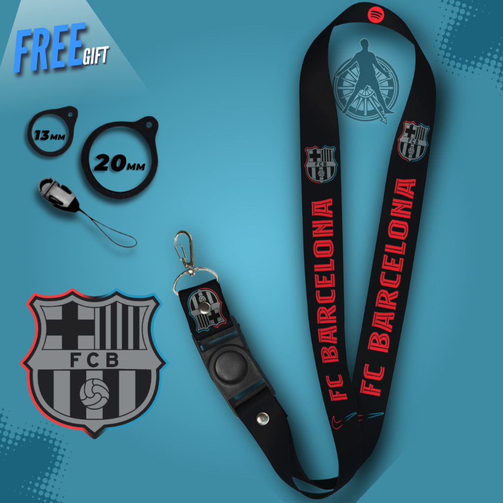 LANYARD BLACK FC BARCELONA HITAM / AWAY GANTUNGAN HANDPHONE | SEPAK BOLA | OLAHRAGA