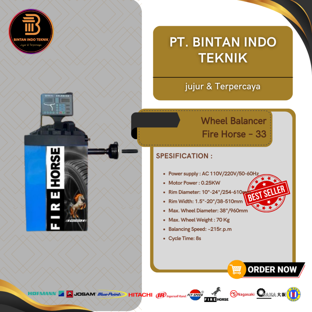 Fire Horse 33 Wheel Balancer Mesin Penyeimbang Ban Presisi Digital Dinamis Ergonomis