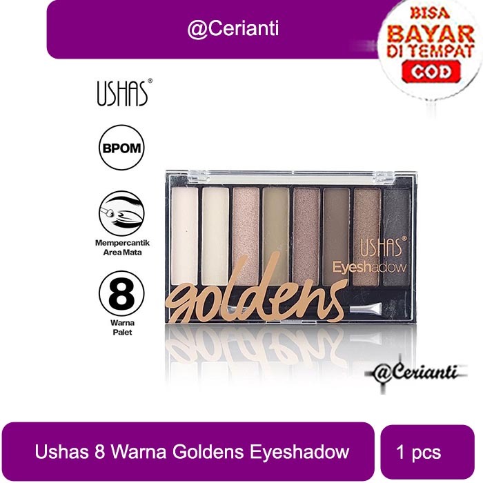 USHAS EYESHADOW GOLDENS 8 COLOR EYESHADOW PALETTE GOLDEN ORIGINAL BPOM_Cerianti
