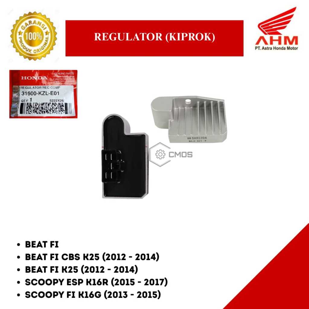 AHM 31600-KZL-E01 Kiprok Regulator SH803DA Honda BeAT FI 2012-2014 Scoopy FI Esp 2013-2017 ORIGINAL