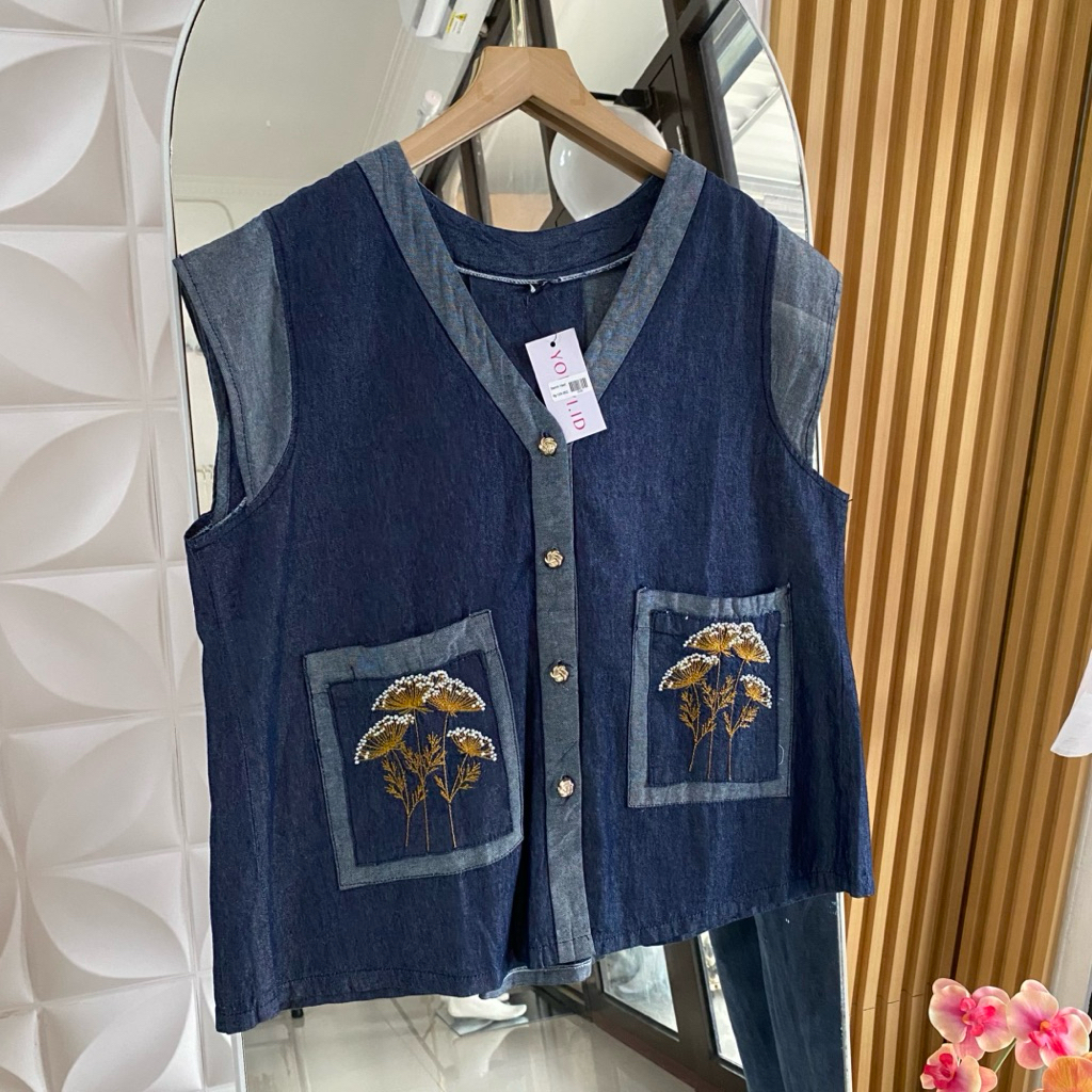 Denim Vest - LD 116 PB 63 - Vest Jeans Bordir
