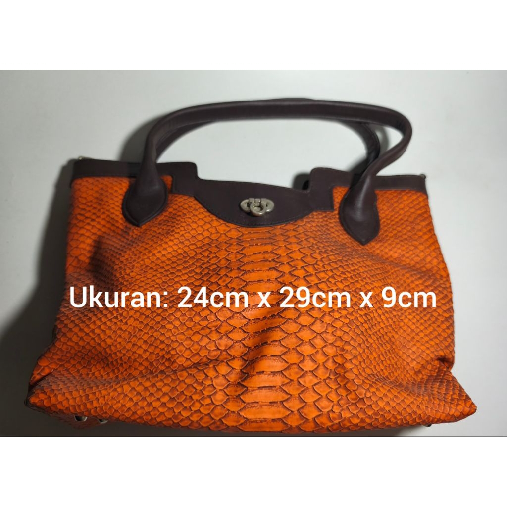 Tas jinjing/slempang wanita oren motif ular(Preloved)