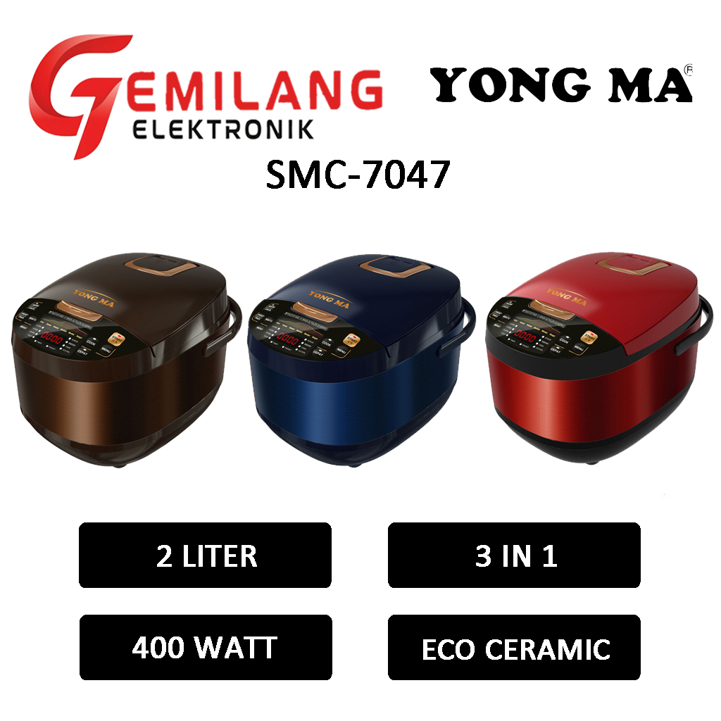 MAGIC COM / RICE COOKER / PENANAK NASI YONGMA SMC-7047 KAPASITAS 2 LITER 3IN1 DIGITAL