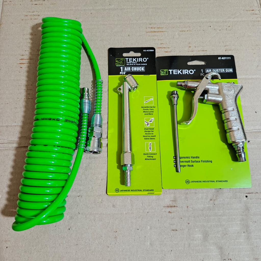 Paket alat kompresor - Selang kompresor angin tekiro 6 meter / selang spiral / Alat isi angin ban ko