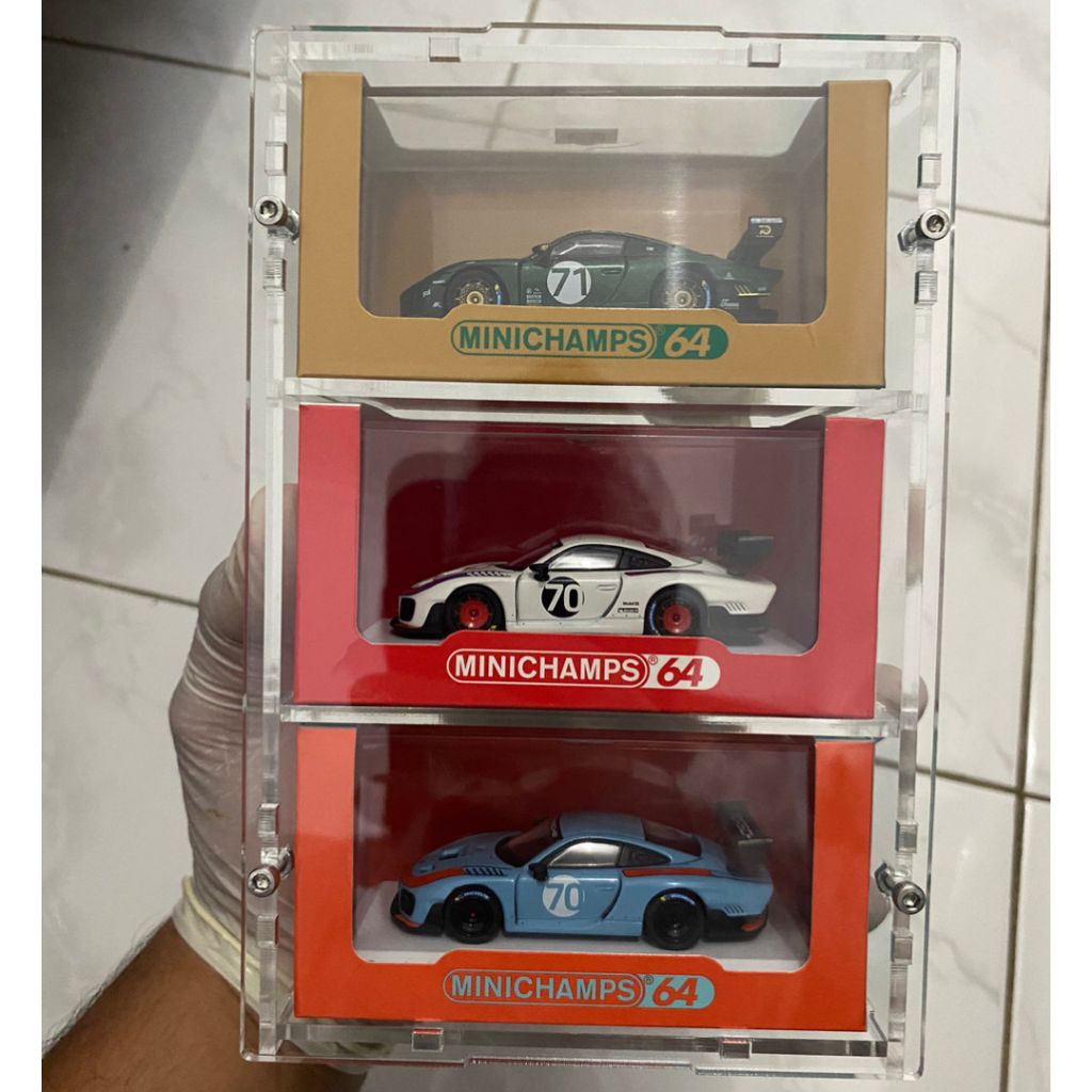 Display Case isi 3 untuk Diecast Minichamps 64 Skala 1:64 Stackable
