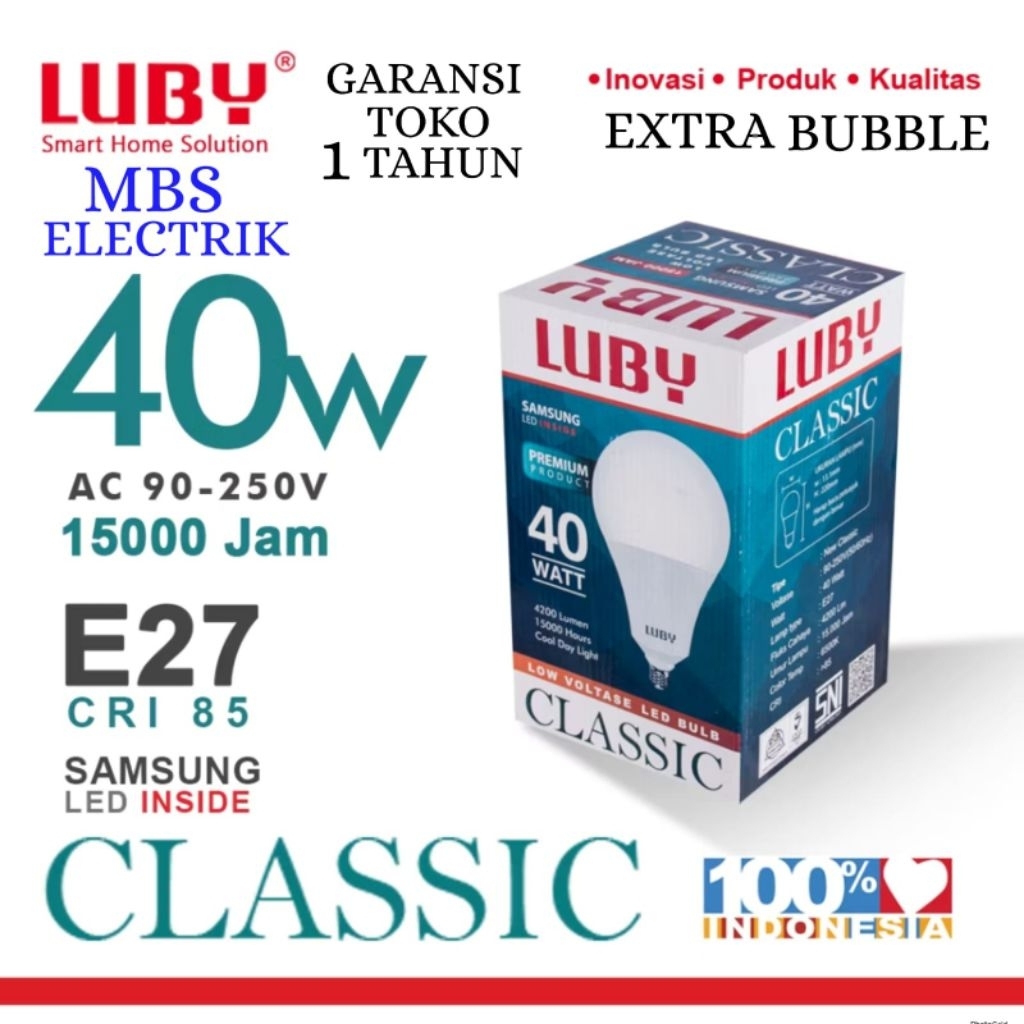 BOHLAM LED LUBY / LAMPU LED LUBY CLASSIC PUTIH 40W