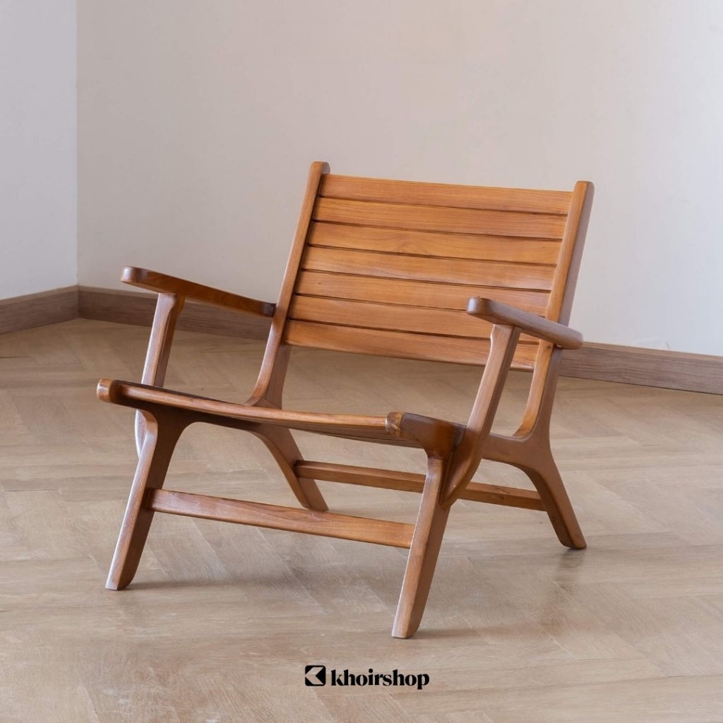 LOUNGE CHAIR KURSI SANTAI MINIMALIS RETRO KURSI SANTAI KAYU JATI KURSI SANTAI OUTDOOR