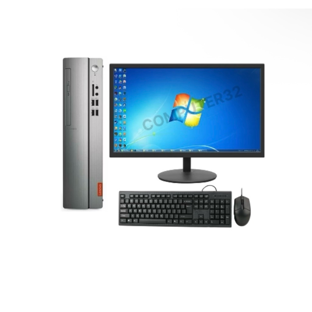 FULL SET PC LENOVO SFF INTEL CORE I3 7100 GEN7 RAM 8GB SSD 256GB MONITOR 19INCH