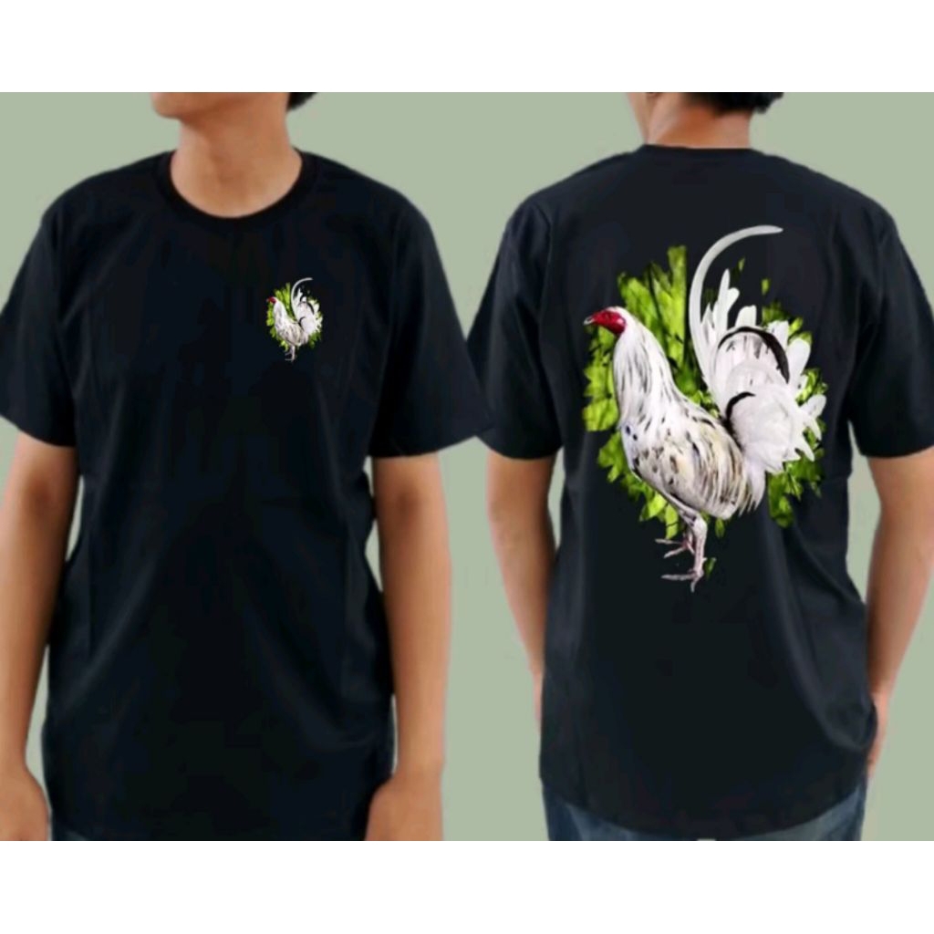 KAOS AYAM BANGKOK PUTIH GAMBAR DEPAN BELAKANG