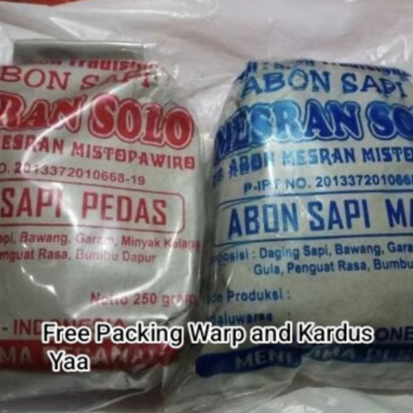 Abon Mesran Oleh Oleh khas Solo Original (Abon Daging Sapi, Abon Daging Ayam Dan Serundeng Kelapa)