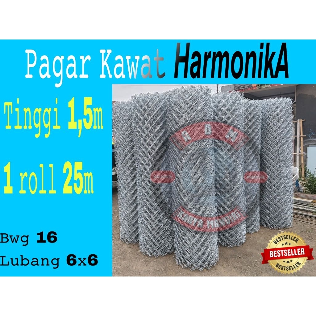Pagar Kawat Harmonika Galvanis Tinggi 1,5m Panjang 1 roll 25m (kuat - kokoh - terpercaya)