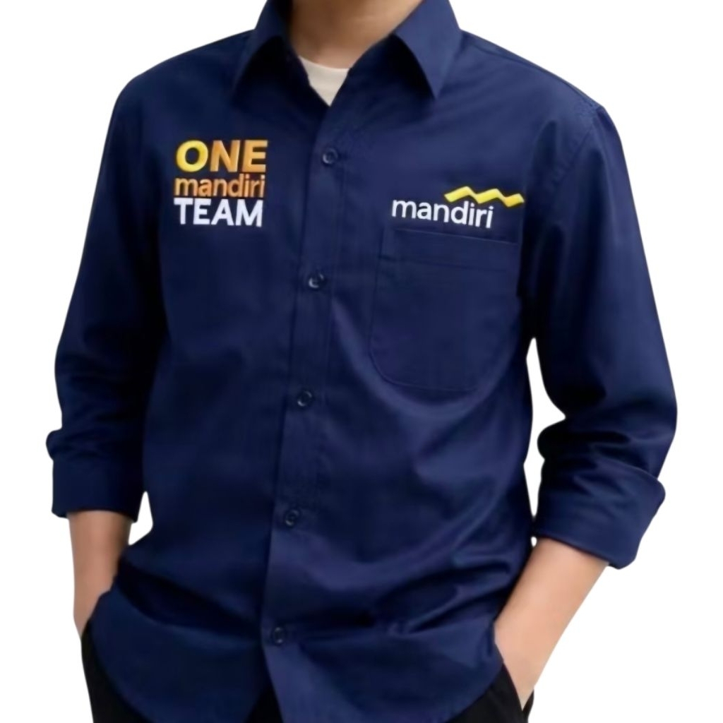 Kemeja One Mandiri Team nevy  Baju One Mandiri Team nevy