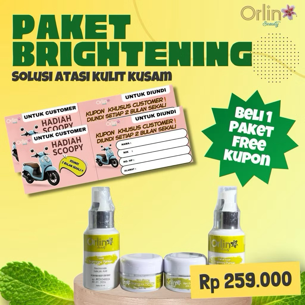 Orlin Beauty Skincare Ori Paket Whitening platinum/Cream Orlin Aman Bumil/Busui