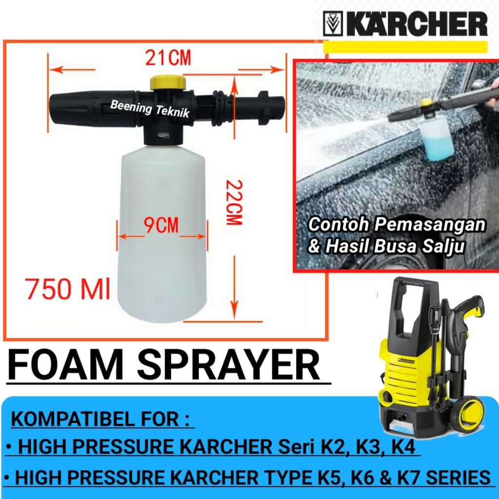 FOAM LANCE SALJU/BOTOL SAMPO HIGH PRESSURE KARCHER TYPE K2 K3 K4 K5 K6 K7 SERIES