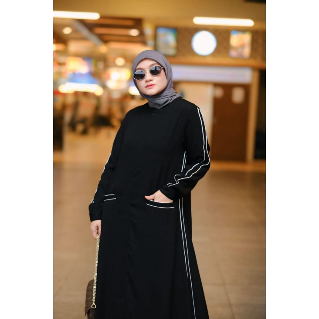 LENNA DRESS BAHAN JETBLACK LD 110 PANJANG 140