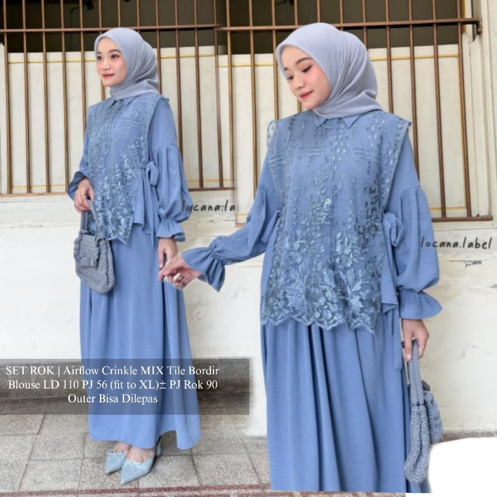 LOCANA Quinzy Set 3in1 Locana Label Original Oneset Setrok Denim Shakina Gamis Syari Cantik ALC LCN 