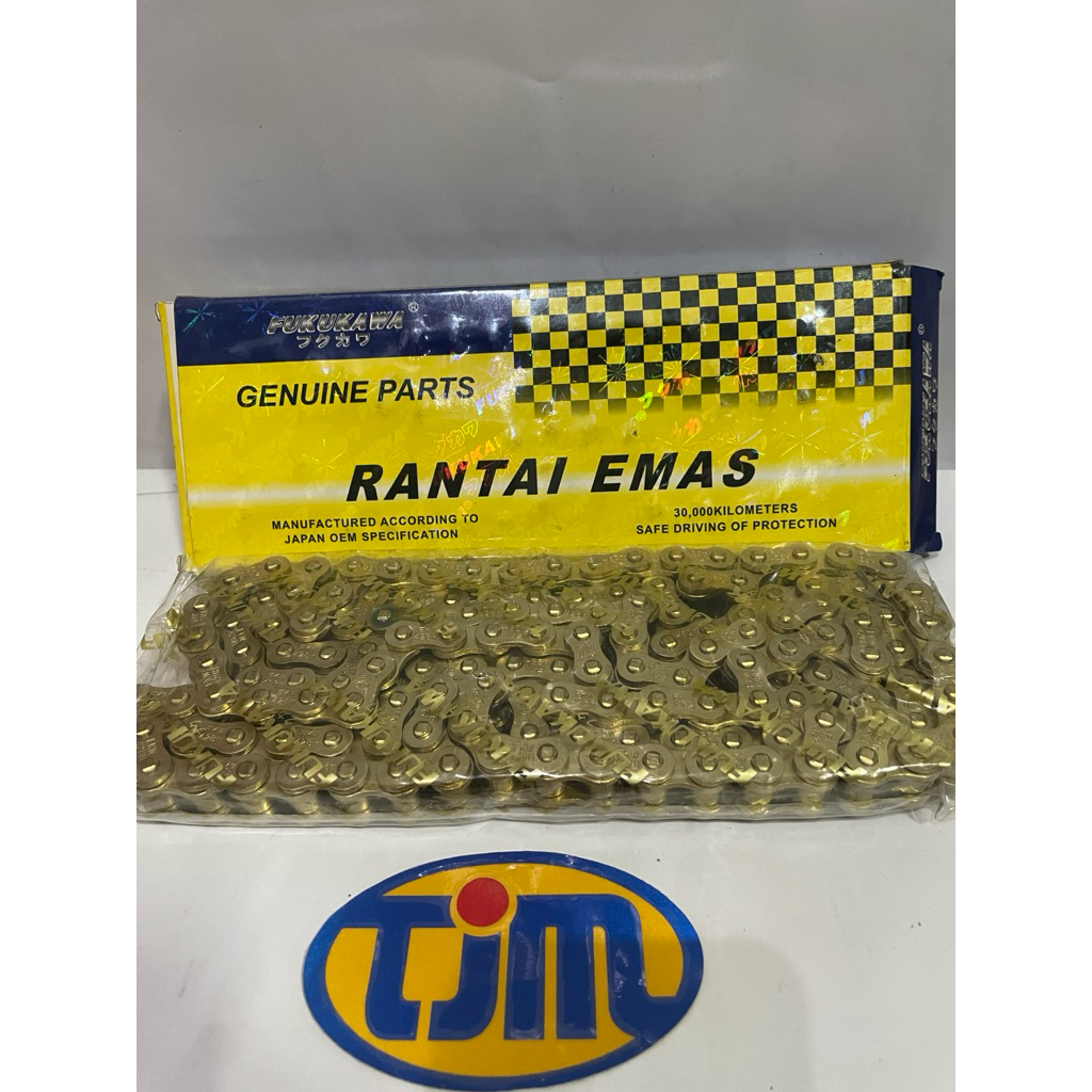 Rantai Roda Fukukawa 428H Gold dengan berbagai ukuran panjang