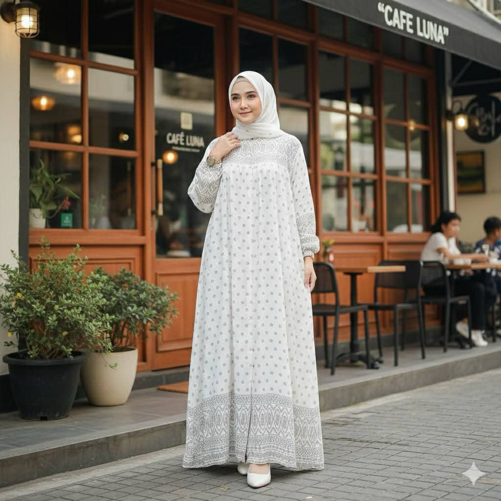 gamis rayon set hijab model full batik zorah by jevani